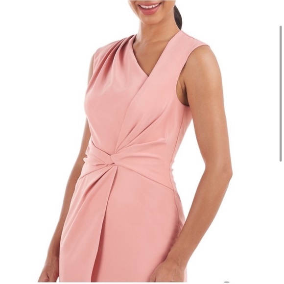 NWOT KAY UNGER Nel Asymmetric Neck Cocktail Midi Dress in Rosette - Picture 7 of 9